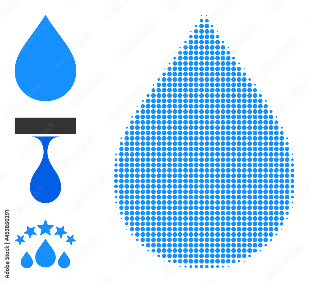 Poster halftone water drop. dotted water drop generated with small circle elements. vector illustration of 