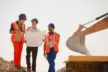 Workers walking in quarry