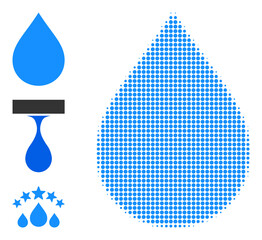 Halftone water drop. Dotted water drop generated with small circle elements. Vector illustration of water drop icon on a white background. Halftone pattern contains circle elements.