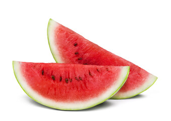 Slices of ripe juicy watermelon isolated on white background. Fresh fruits.