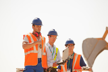 Workers walking in quarry