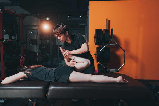 Manual Therapy With A Girl`s Leg