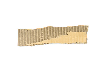 Recycled paper craft stick on a white background. Brown paper torn or ripped pieces of paper isolated on white background.
