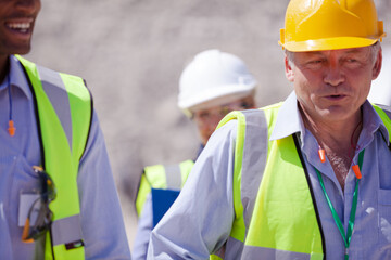 Digger and truck working in quarry