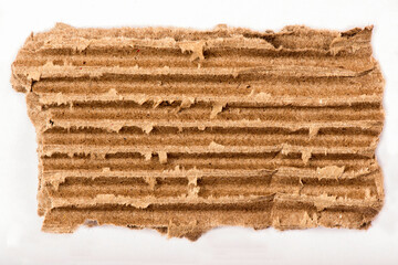 Striped cardboard piece isolated for inserting letters messages. on white background.