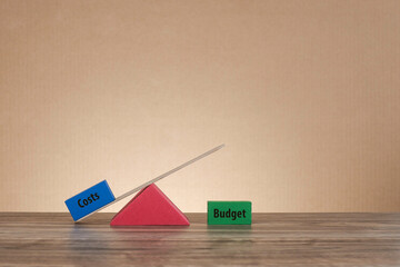 Wooden blocks with text on Costs and Budget