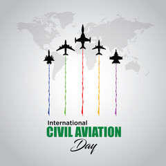 International Civil Aviation Day. December 7. Template for background, banner, card, poster with text inscription.