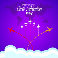 International Civil Aviation Day. December 7. Suitable for greeting card poster and banner. vector illustration.