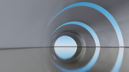 Abstract architecture background arched interior 3d render