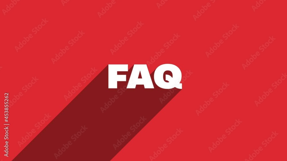 Leinwandbilder faq white letters with shadow moving banner animation on red background. 4k video motion graphic ani