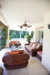 Sofa and chairs on luxury patio