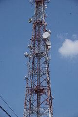 Electric tower with a natural background
