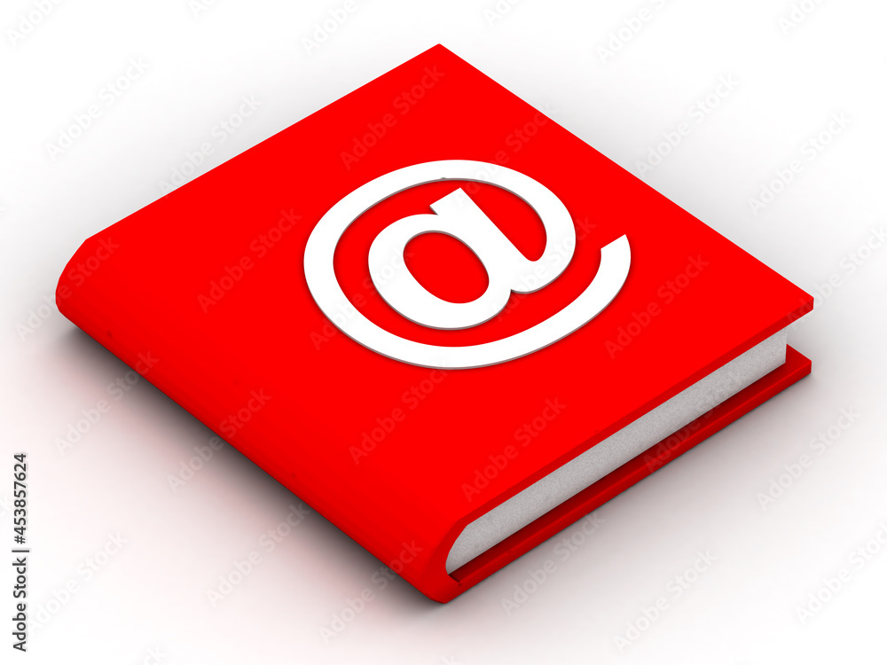 Poster 3d rendering email book with at the rate sign