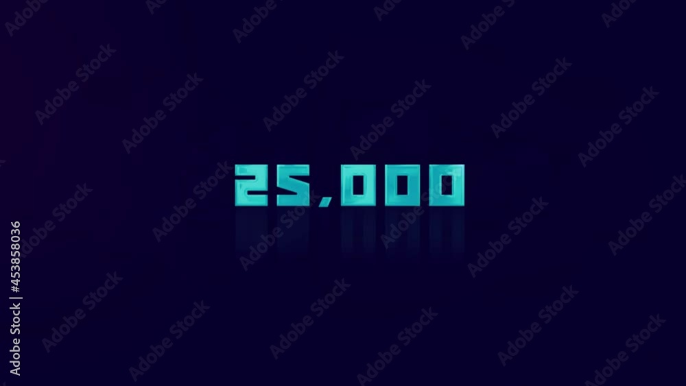 Aufkleber animation of retro 25k text glitching on blue background. old tv glitch interference screen. 25000 s