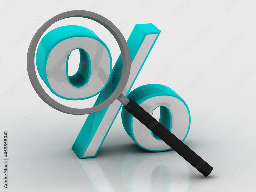 Poster 3d rendering percentage icon search