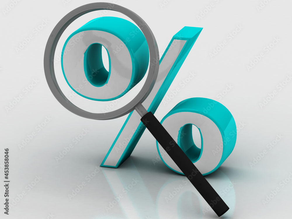 Poster 3d rendering percentage icon search