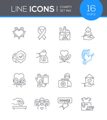Charity - modern line design style icon set