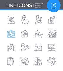 Help for animals - modern line design style icon set