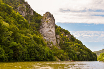 Danube Gorges, Cazanele Mari, Romania. August 2021: Where the Danube meets the Carpathian Mountains