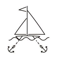 Sailboat with two anchor doodle icon. Clipart image isolated on white background © dzm1try