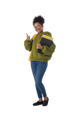 African university student with thumb up