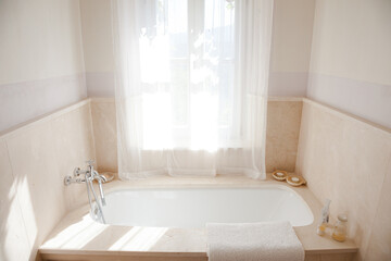 Bathtub in luxury bathroom