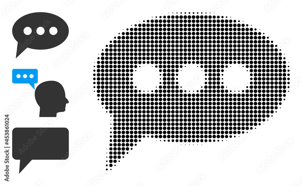 Poster halftone forum message. dotted forum message generated with small round dots. vector illustration of