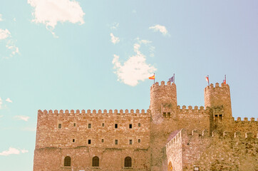 castle in the city. medieval castle in a old town of Spain during summer holiday.