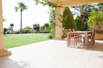 Patio with table