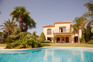 Swimming pool and Spanish villa