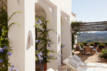 Awning over villa balcony
