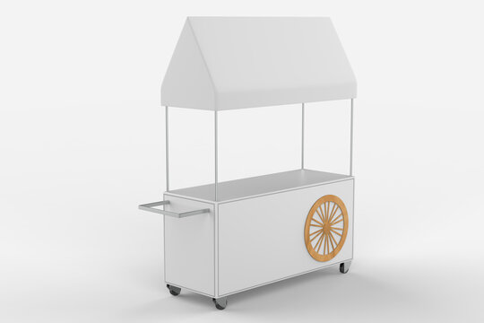 food Trolley Cart on a white background. 3d illustration