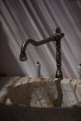 Close-up of stone sink