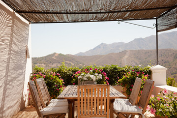 Awning over villa balcony