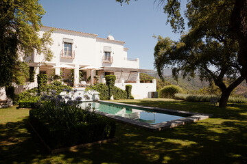 Luxury lap pool and villa
