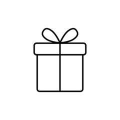 Birthday gift Christmas gift box with ribbon bow line art vector icon for apps and websites