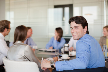 Obraz premium Business people talking in meeting