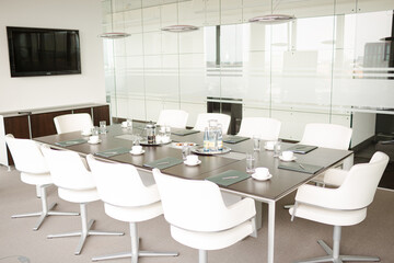 Table set for meeting in office