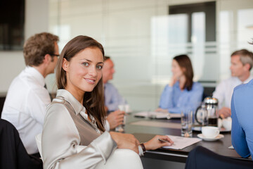 Obraz premium Business people sitting in meeting