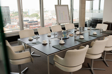 Table set for meeting in office
