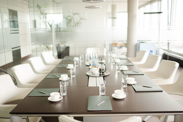 Table set for meeting in office
