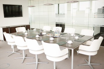 Table set for meeting in office