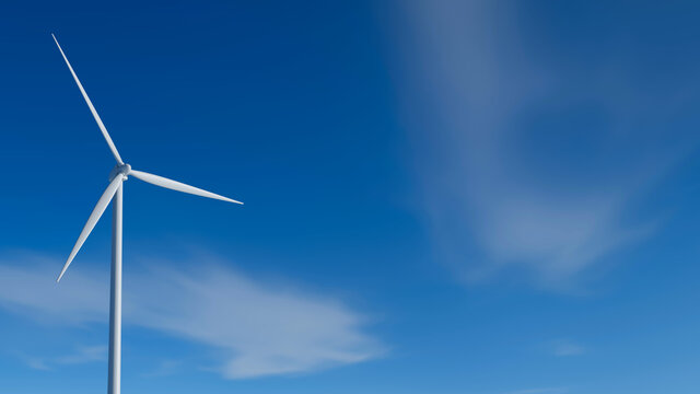 Wind turbine. Blue sky. Clean energy concept.