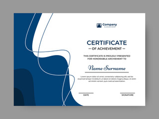 Modern and elegant blue color certificate design template vector