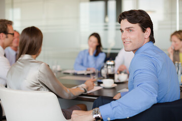 Fototapeta premium Business people talking in meeting