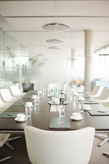 Table set for meeting in office