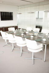 Table set for meeting in office