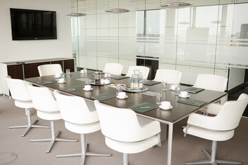 Table set for meeting in office