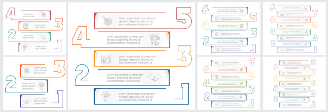 Horizontal numbered stripes for infographic templates. Concept Business Strategy. Universal template for projects on white background.