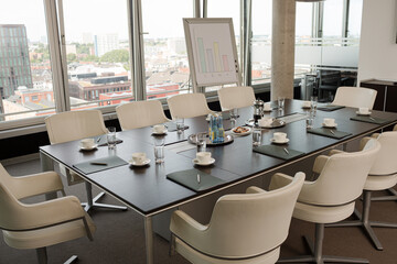 Table set for meeting in office